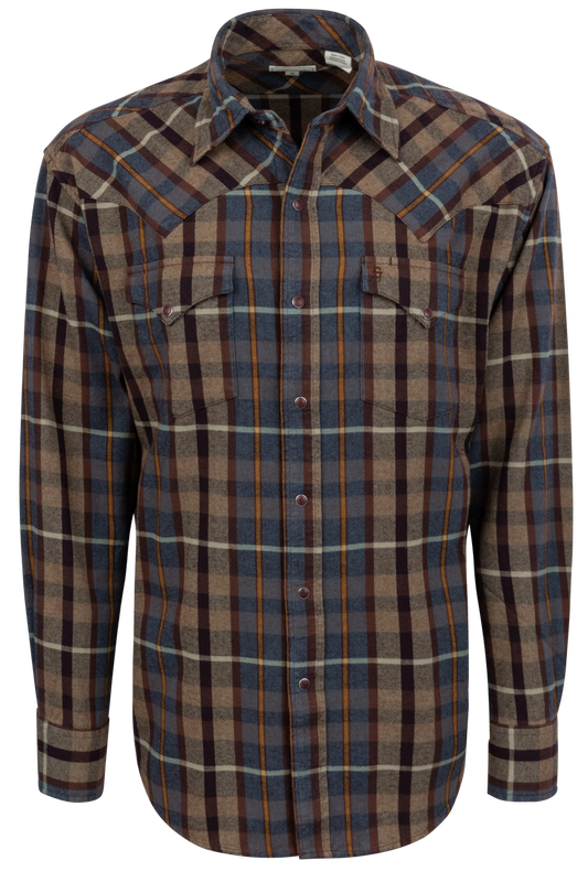 Stetson Men's Flannel Snap Front Shirt - Brown