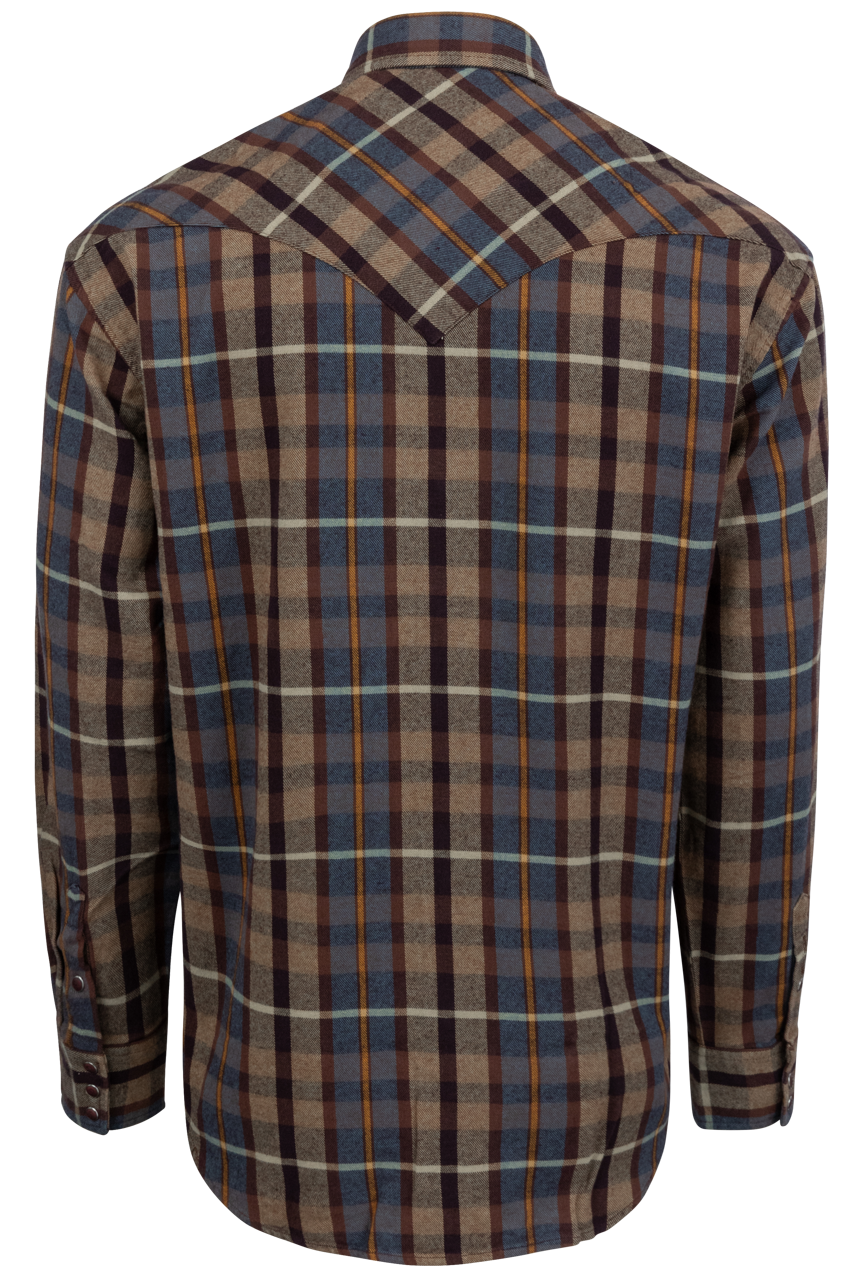 Stetson Men's Flannel Snap Front Shirt - Brown