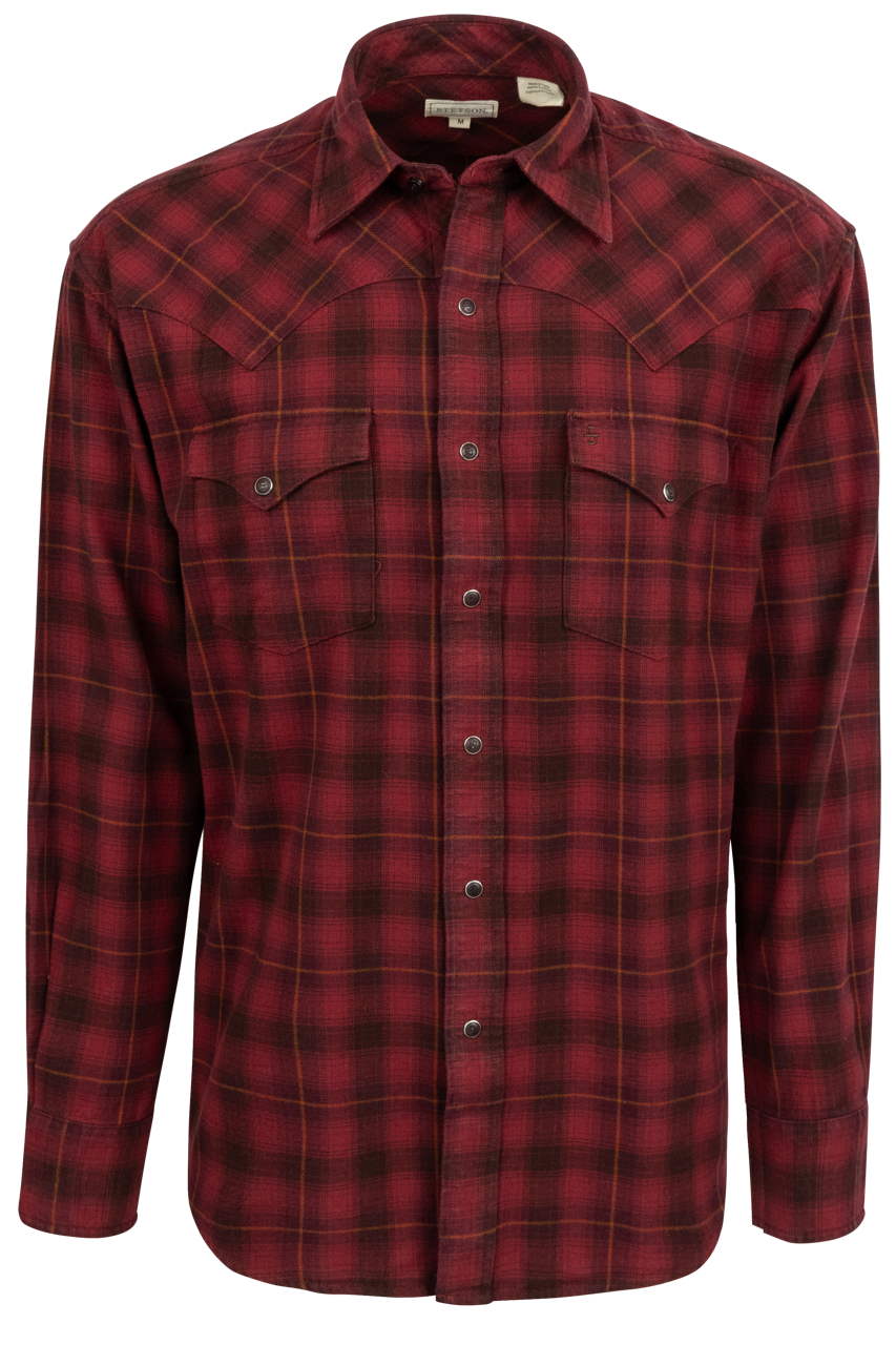 Stetson Men's Flannel Snap Front Shirt - Red