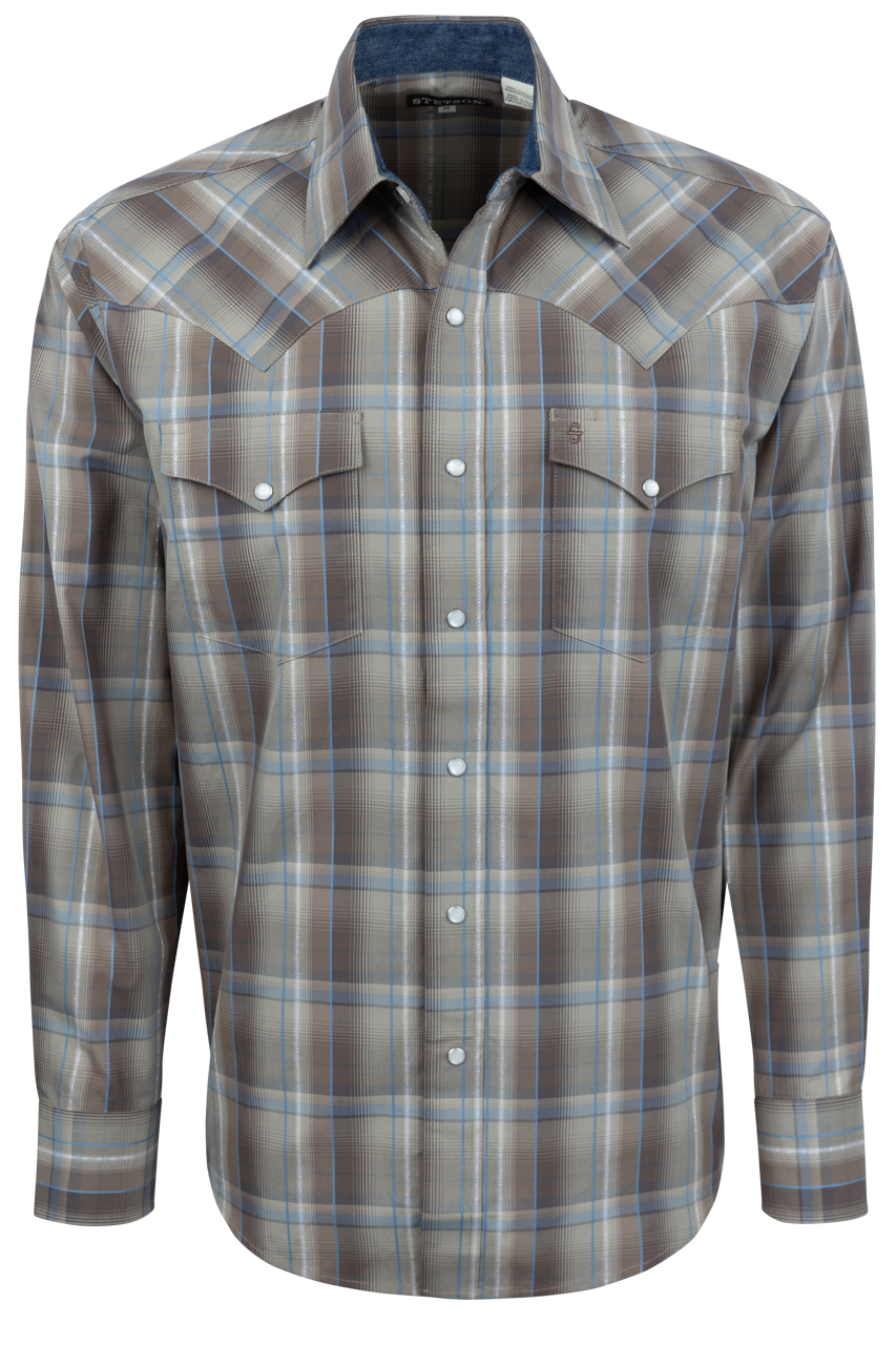 Stetson Men's Plaid Snap Front Shirt - Brown