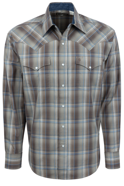 Stetson Men's Plaid Snap Front Shirt - Brown