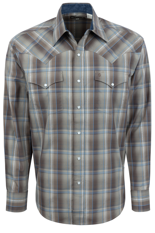 Stetson Men's Plaid Snap Front Shirt - Brown