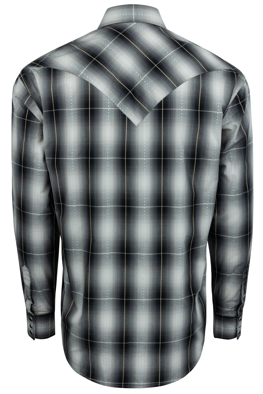 Stetson Men's Ombre Plaid Snap Front Shirt - Coal