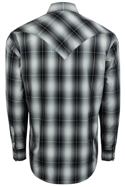 Stetson Men's Ombre Plaid Snap Front Shirt - Coal