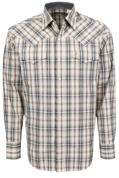 Stetson Men's Plaid Snap Front Shirt - Brown