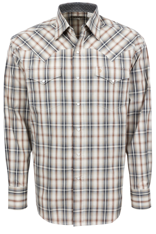 Stetson Men's Plaid Snap Front Shirt - Brown