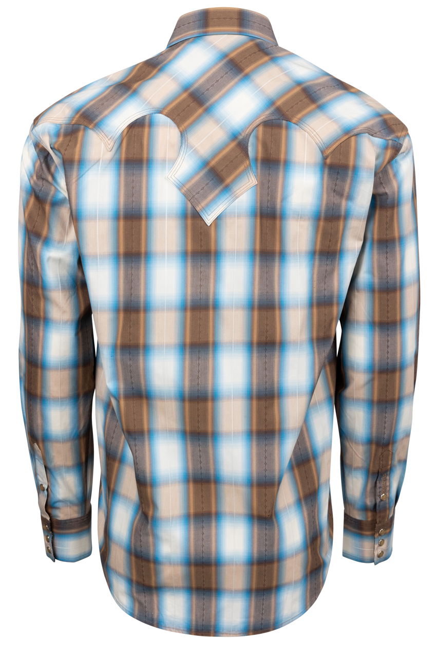 Stetson Men's Plaid Snap Front Shirt - Brown Multi
