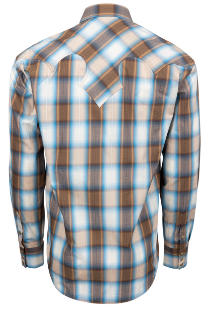 Stetson Men's Plaid Snap Front Shirt - Brown Multi