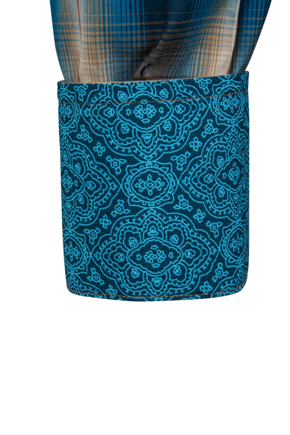 Stetson Men's Plaid Snap Front Shirt - Deep Marine