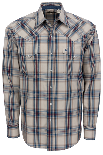 Stetson Men's Vintage Plaid Snap Front Shirt - Indigo