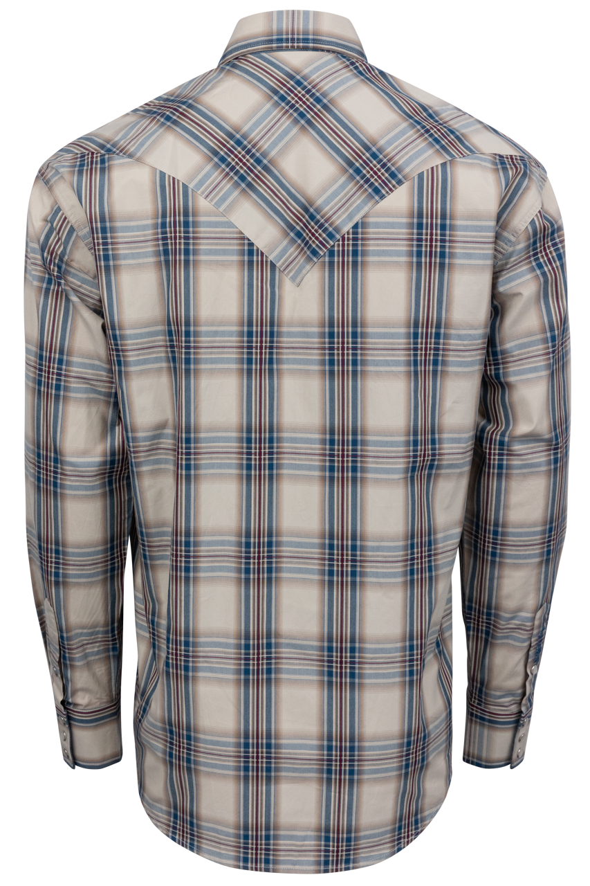 Stetson Men's Vintage Plaid Snap Front Shirt - Indigo