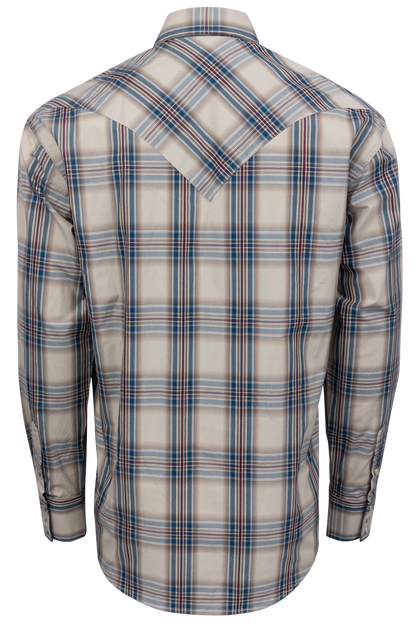 Stetson Men's Vintage Plaid Snap Front Shirt - Indigo