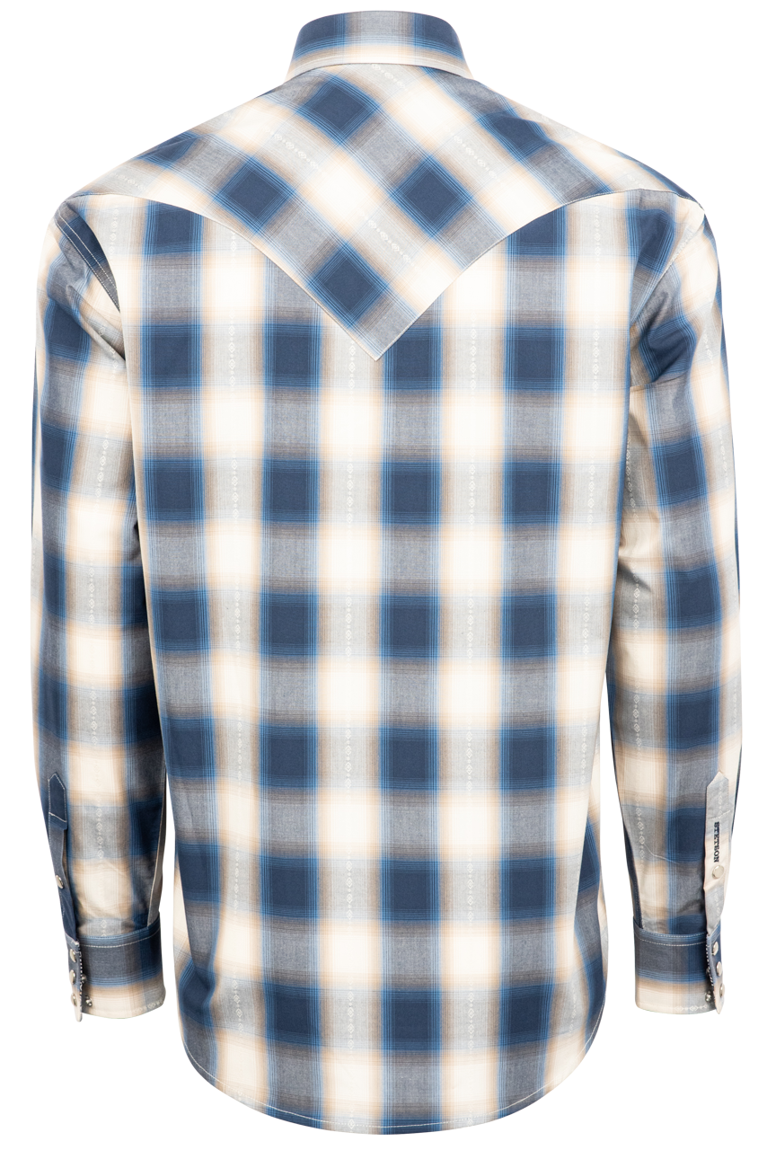 Stetson Men's Ombre Plaid Snap Front Shirt - Blue