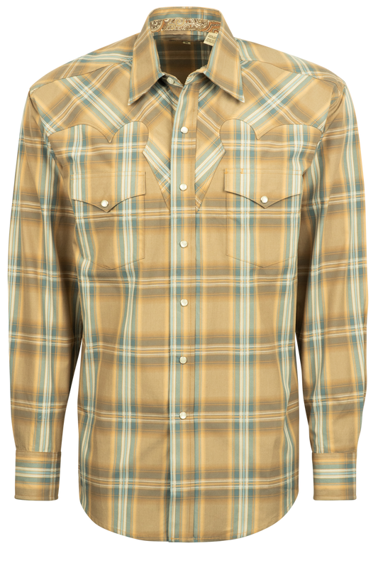 Stetson Men's Plaid Snap Front Shirt - Sand