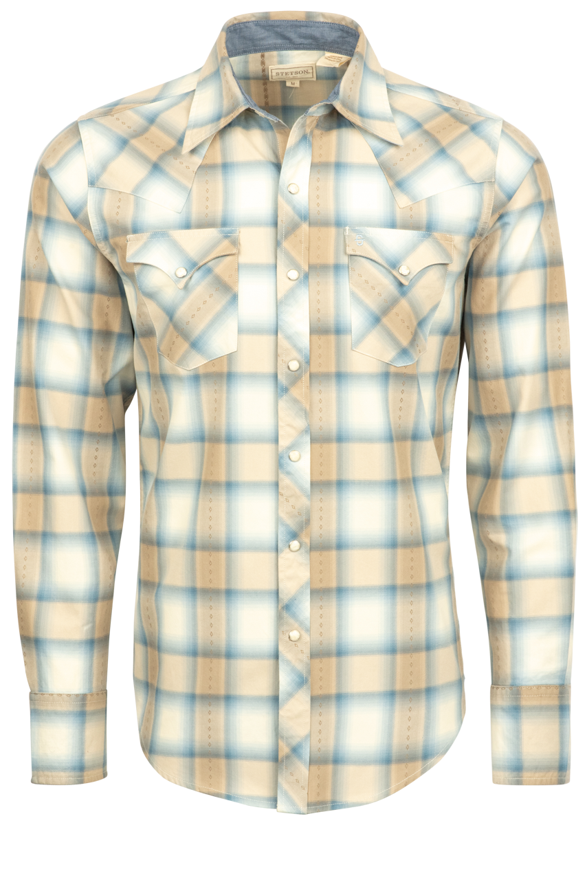 Stetson Men's Original Rugged Snap Front Shirt - Sandy Plaid