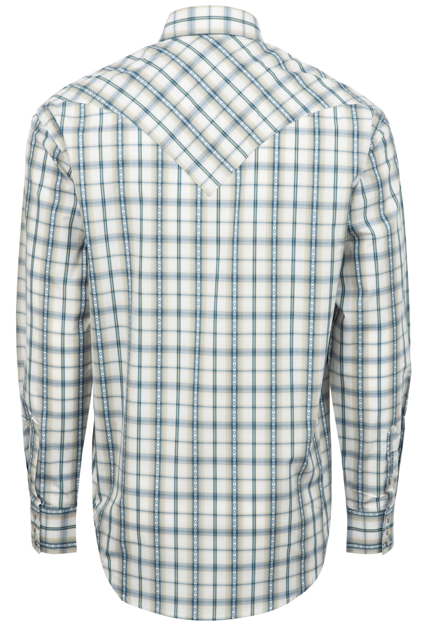 Stetson Men's Dobby Plaid Snap Front Shirt - Blue