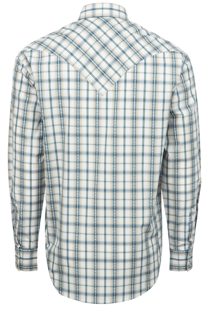 Stetson Men's Dobby Plaid Snap Front Shirt - Blue