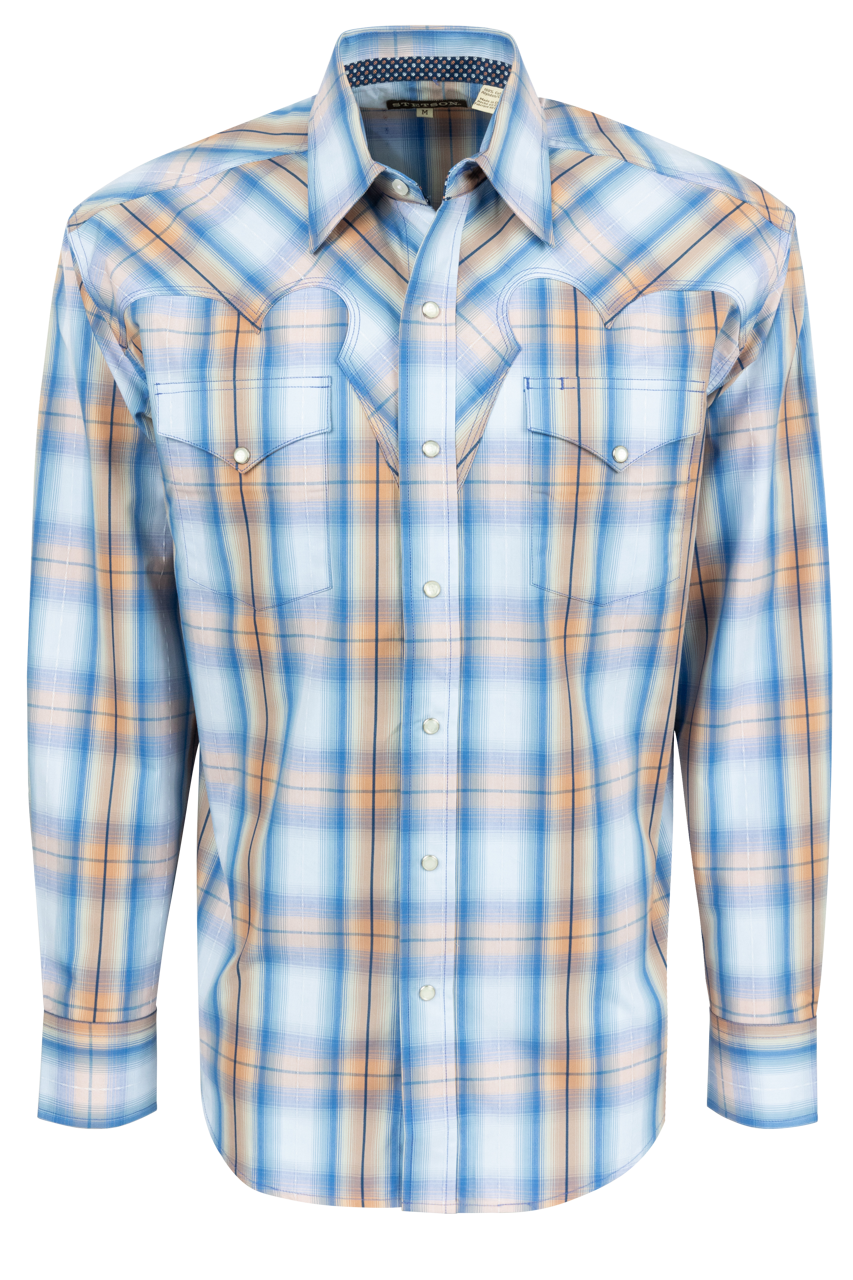 Stetson Men's Sunrise Plaid Snap Front Shirt - Blue Multi