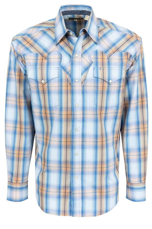 Stetson Men's Sunrise Plaid Snap Front Shirt - Blue Multi
