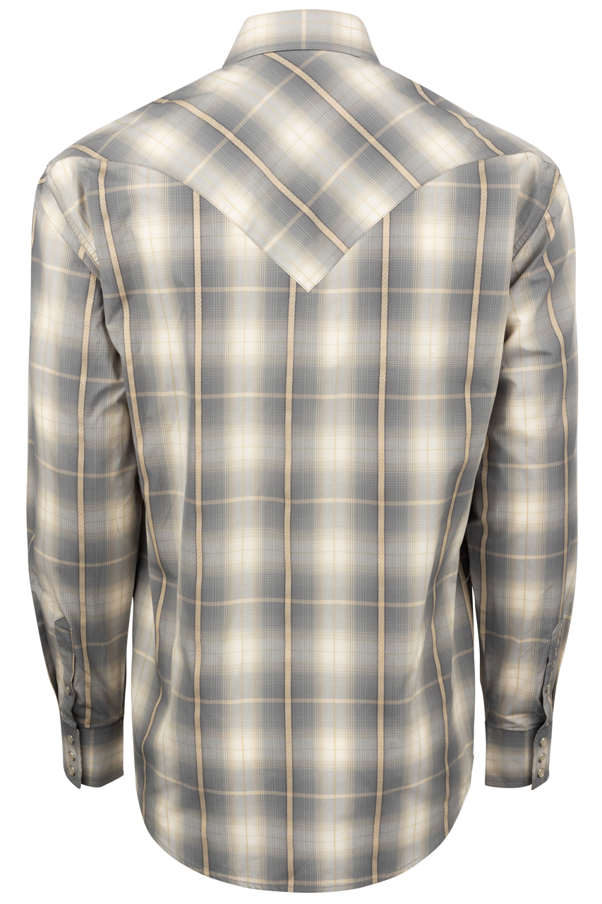 Stetson Men's Ombre Plaid Snap Front Shirt - Gold Dust