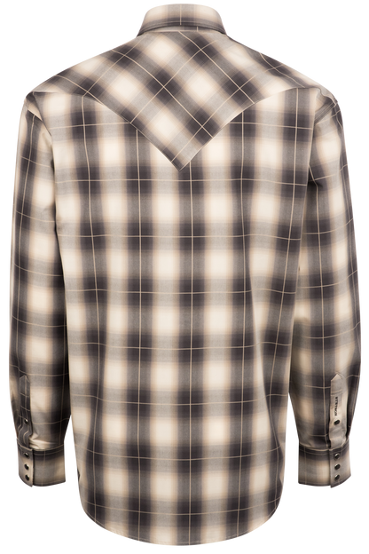 Stetson Men's Ombre Plaid Pearl Snap Shirt - Brown