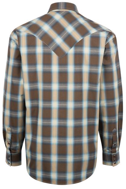 Stetson Men's Sierra Plaid Pearl Snap Shirt - Brown