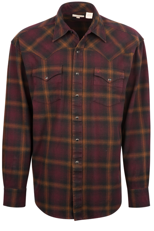 Stetson Men's Original Rugged Flannel Snap Front Shirt - Wine