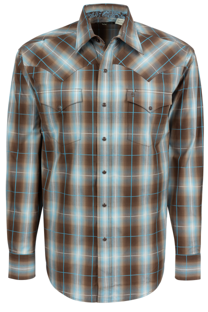 Stetson Men's Plaid Snap Front Shirt - Cocoa