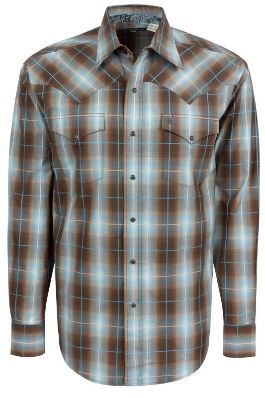 Stetson Men's Plaid Snap Front Shirt - Cocoa