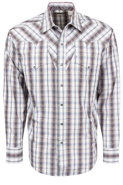 Stetson Men's Plaid Snap Front Shirt - Gray