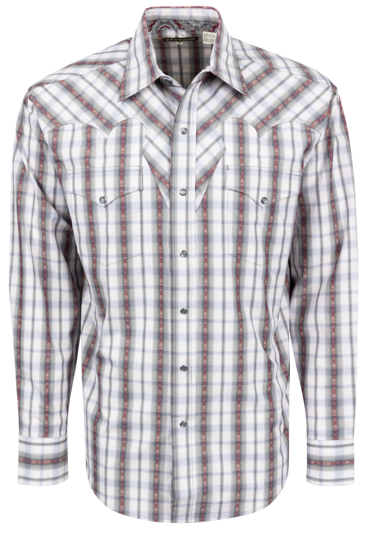 Stetson Men's Plaid Snap Front Shirt - Gray