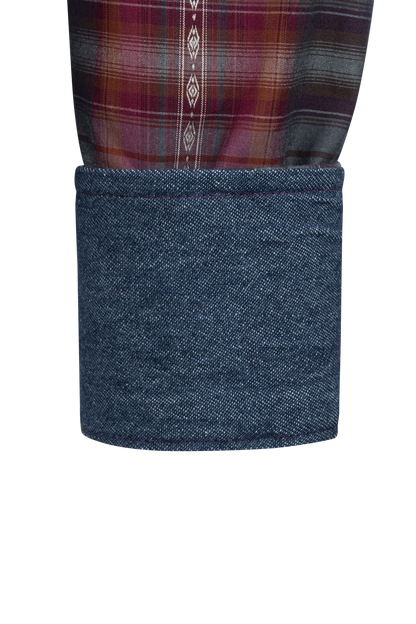 Stetson Men's Plaid Snap Front Shirt - Burgundy