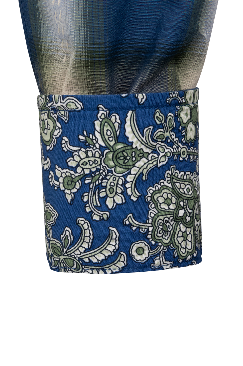 Stetson Men's Plaid Snap Front Shirt - Blue Sage