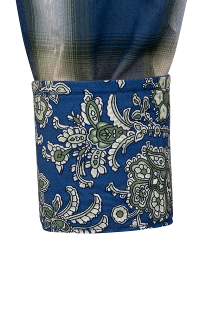 Stetson Men's Plaid Snap Front Shirt - Blue Sage