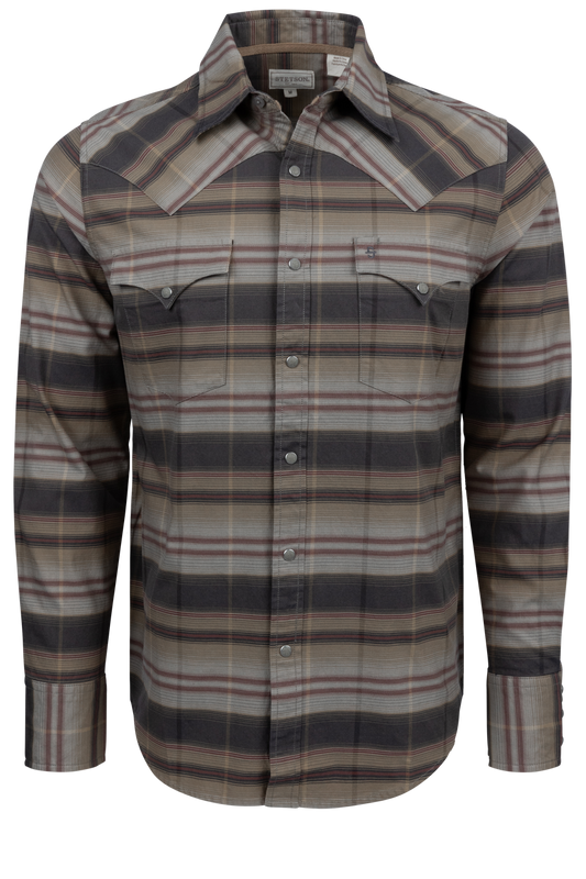 Stetson Men's Striped Snap Front Shirt - Brown