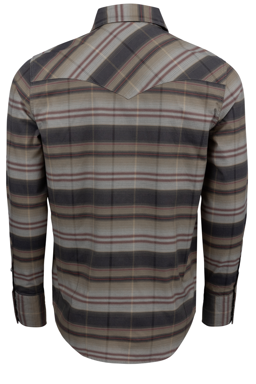 Stetson Men's Striped Snap Front Shirt - Brown