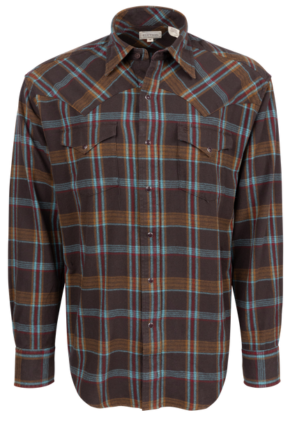 Stetson Men's Twill Flannel Snap Front Shirt - Brown