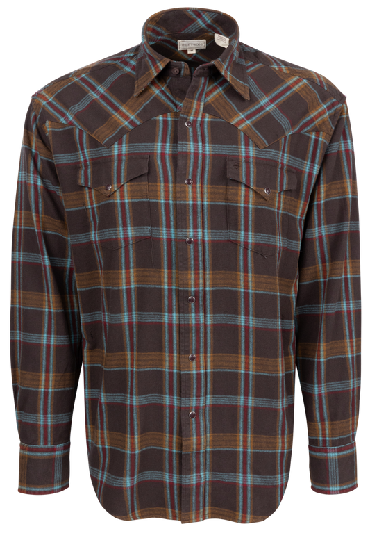 Stetson Men's Twill Flannel Snap Front Shirt - Brown