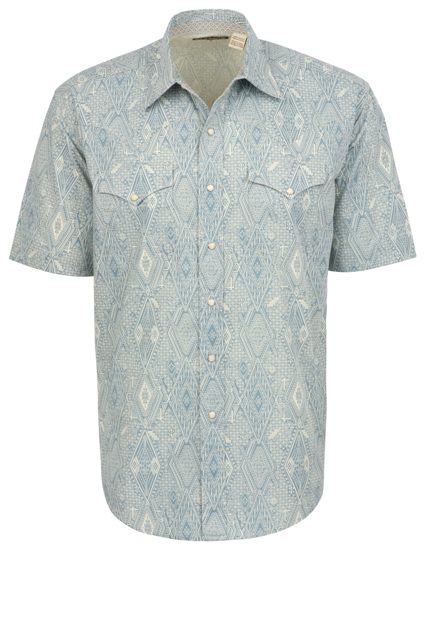 Stetson Men's Ghost Aztec Snap Front Shirt - Blue