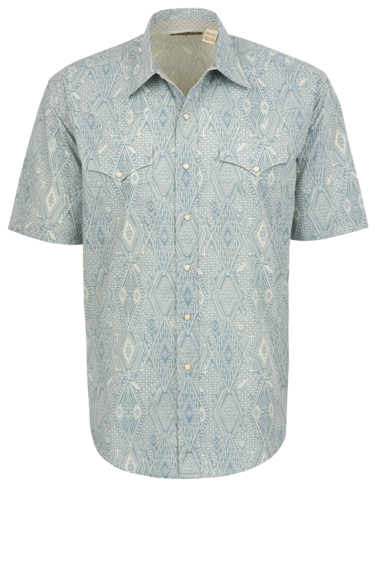 Stetson Men's Ghost Aztec Snap Front Shirt - Blue