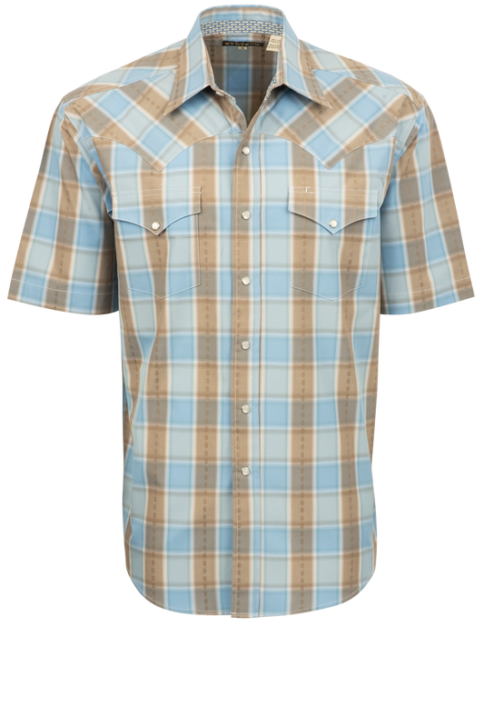 Stetson Men's Plaid Snap Front Shirt - Chambray