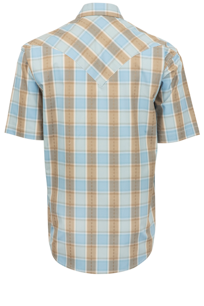 Stetson Men's Plaid Snap Front Shirt - Chambray