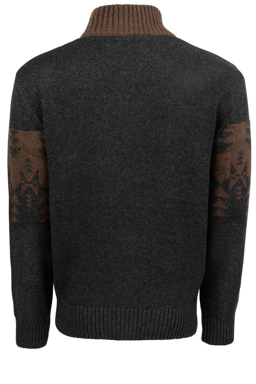 Stetson Men's Aztec Quarter Zip Sweater - Brown and Gray