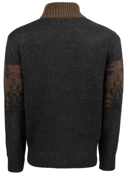 Stetson Men's Aztec Quarter Zip Sweater - Brown and Gray