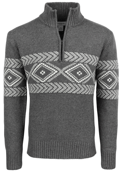 Stetson Men's Aztec Quarter Zip Sweater - Gray