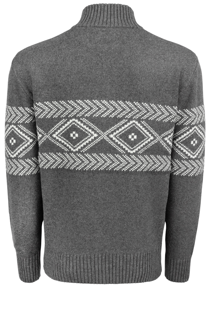 Stetson Men's Aztec Quarter Zip Sweater - Gray