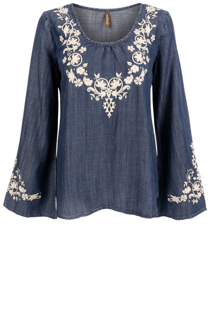 Stetson Women's Denim Peasant Top