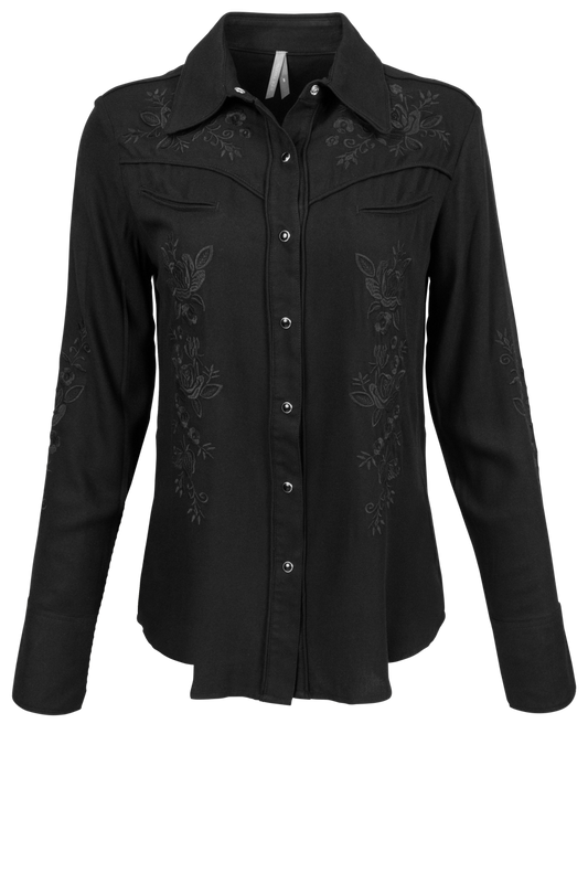 Stetson Women's Black Snap Front Blouse