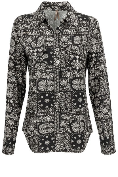 Stetson Women's Black Bandana Print Blouse