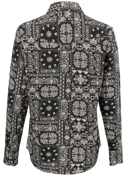 Stetson Women's Black Bandana Print Blouse